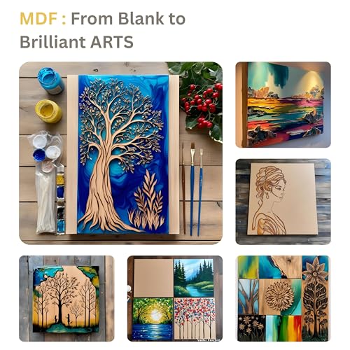 Image of Pilwal's 16 x 24 inch MDF Sheets - Smooth Unfinished MDF RECTANGLE Sheet - MDF Board Coutouts for Craft DIY Art, lippan Art, Painting, Decoupage, Resin Art, Pyrography, Laser Cutting (16 inch x 24 inch inch, 2 Pieces, 4mm)
