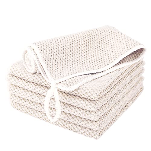 EURSPEUNG Chiffon Microfibre Lavette Microfibre Blanc Torchon Cuisine 6 Pièces Chiffon de Nettoyage en Microfibre, Multi-usages Taille 30 x 30 cm
