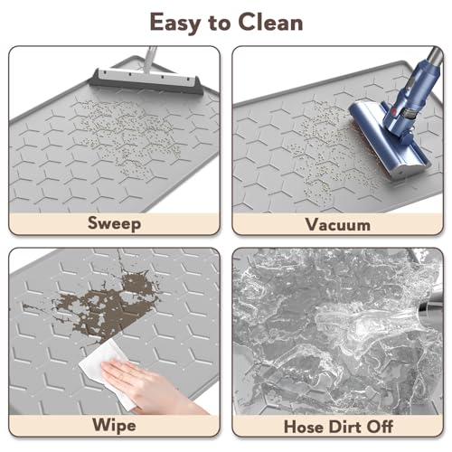 Image of Garoopion Silicone Cat Litter Mat 24x16 inch, Easy to Clean, Gray
