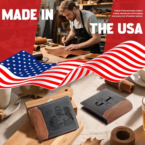 Personalized Custom Wallets for Men Engraved Leather Photo Wallet Gift for Husband Boyfriend (E-Customized 1)3