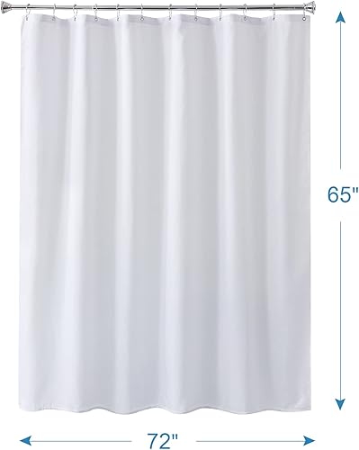 Miniatura 6 de Amazer Cortina de ducha blanca lavable, 72 x 65 pulgadas, forro de cortina de ducha de tela con 2 piedras en la parte inferior, cortina de ducha