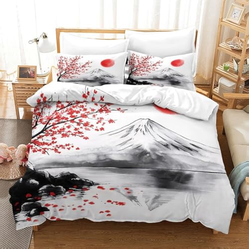 Linge de lit imprimé 3D floral housse couette 260x220cm zip