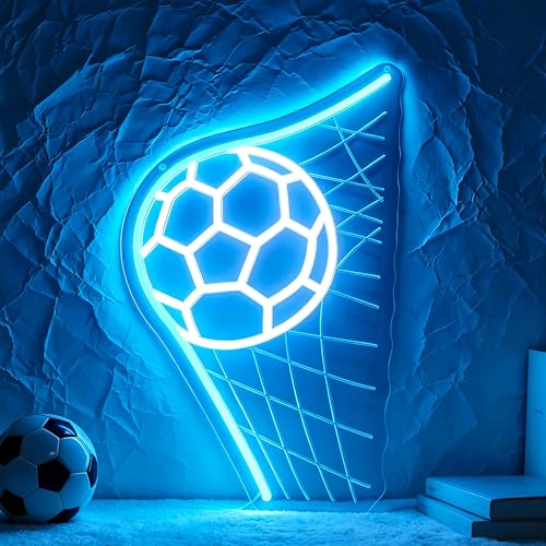Image of Soccer Neon Sign for Wall Decor Light Up Sign Led Signs for Room Party Home Wall Decor USB Powered