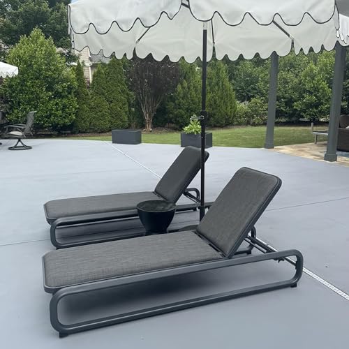 Image of PURPLE LEAF 4 Piece Patio Chaise Lounge Luxury Heavy-Duty Adjustable Gray