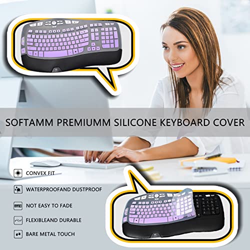 Keyboard Cover For Logitech K350 Mk550 Mk570 Wireless Wave Keyboard,Waterproof Silicone Keyboard Protector Skin For Logitech K350 Mk550 Mk570 Keyboard Protective Accessories(Gradient Purple) #TOP1
