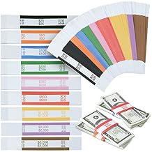 BLUE PANDA Money Bands - 300-Pack, 7.75 x 1.25 In, 9 ABA Colors - Money Organizer for Cash & Currency Straps With Adhesive Strip for Efficient Bill Sorting