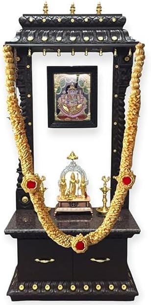 Sandalwood Processed Photo Frame Mala | Chandan Scented Wooden Chaal | Wooden Garland | Traditional Mala for God, Ancestors and Pitra (26 Inch/65 cm), 26 inch, Wood