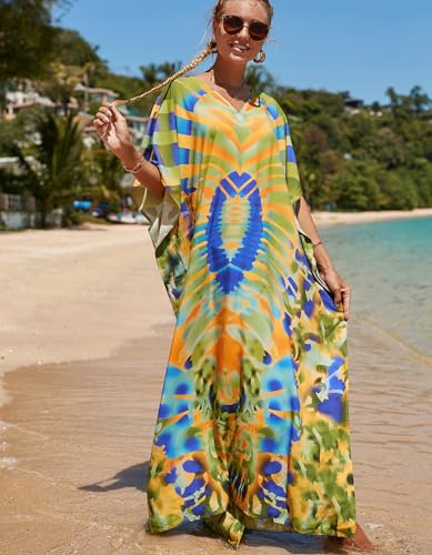 Image of NFVNKJ Women's Plus Size Beach Lounge Kaftan Maxi Dress Swimsuit Coverup for Women