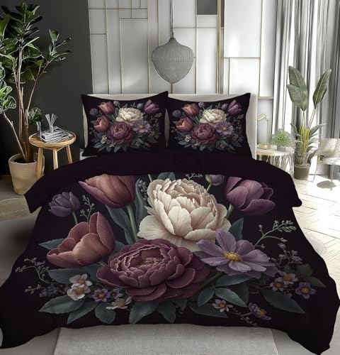 CEDNXOER Retro Blumencluster Bettwäsche Set 2 Teilig Bettbezug 135x200cm,...