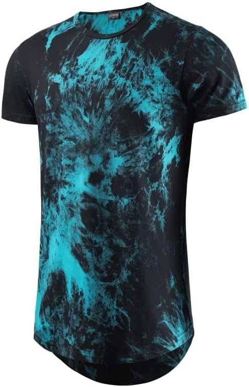 LETAOTAO Long Shirts for Men Hip Hop Shirts Longline Tie Dye Shirts Hipster Gym T Shirts Scallop Tee(Regular&Big and Tall) - Image 2