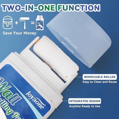 White Paint for Wall, Fast-Drying Paint Roller Brush, Water-Based Wall Paint Touch Up Without Extra Tools Required, Easy to Apply Drywall Repair Small Areas Surfaces for Flat, Ceiling(1 Pack)