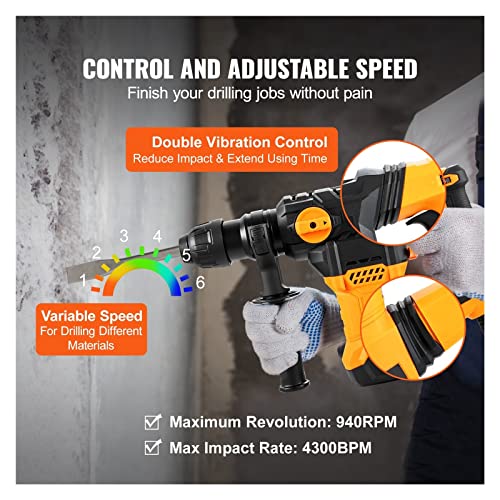 Perceuse à percussion rotative sds-plus 1500W pour forage de 32mm - 6