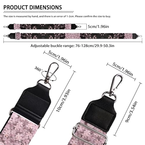 Image of Coldinair Cherry Blossom Purse Straps Replacement Pink Floral Flowers Crossbody Bag Strap Adjustable Wide Guitar Straps for Handbags Luggage Strap