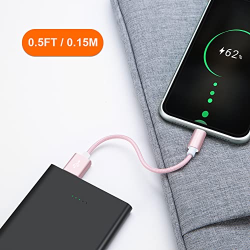 Image of CableCreation 0.5 Feet Short Lightning to USB Data Sync Cable [MFi Certified] Compatible iPhone X, 8, 8 Plus, 7, 7 Plus, 6S, 6S Plus, iPad, 15CM, Rose Gold