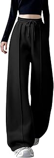 2025 - Pantalones casuales plisados de color liso para mujer con bolsillo trasero, pantalones largos cómodos y deportivos con rayas laterales para mujer, Negro , XXL