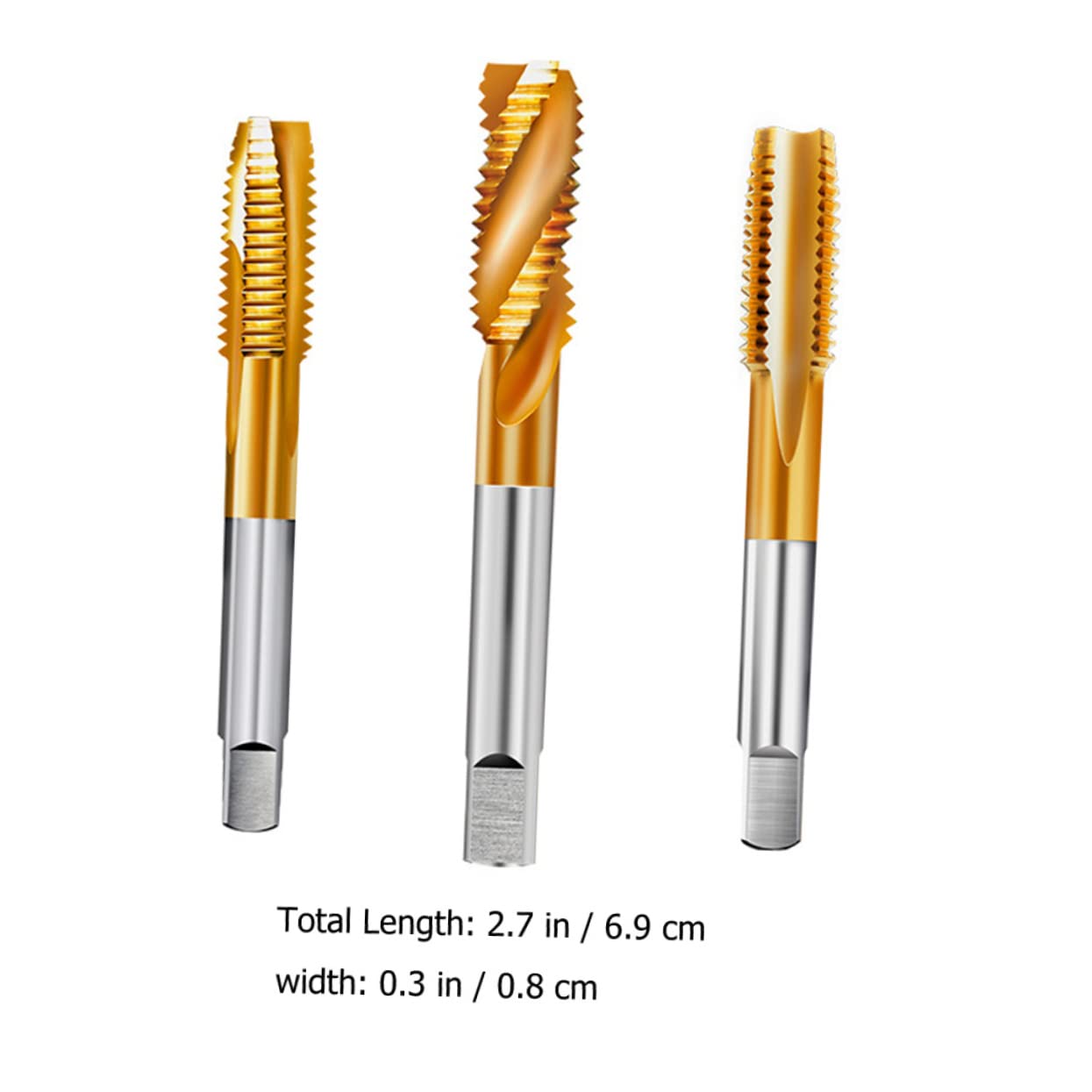 Mikikit 3pcs High Speed Steel Drill Thread Tap Set Drilling Bits for Electric Hand Drill Straight Slot Taps for Hardened Material