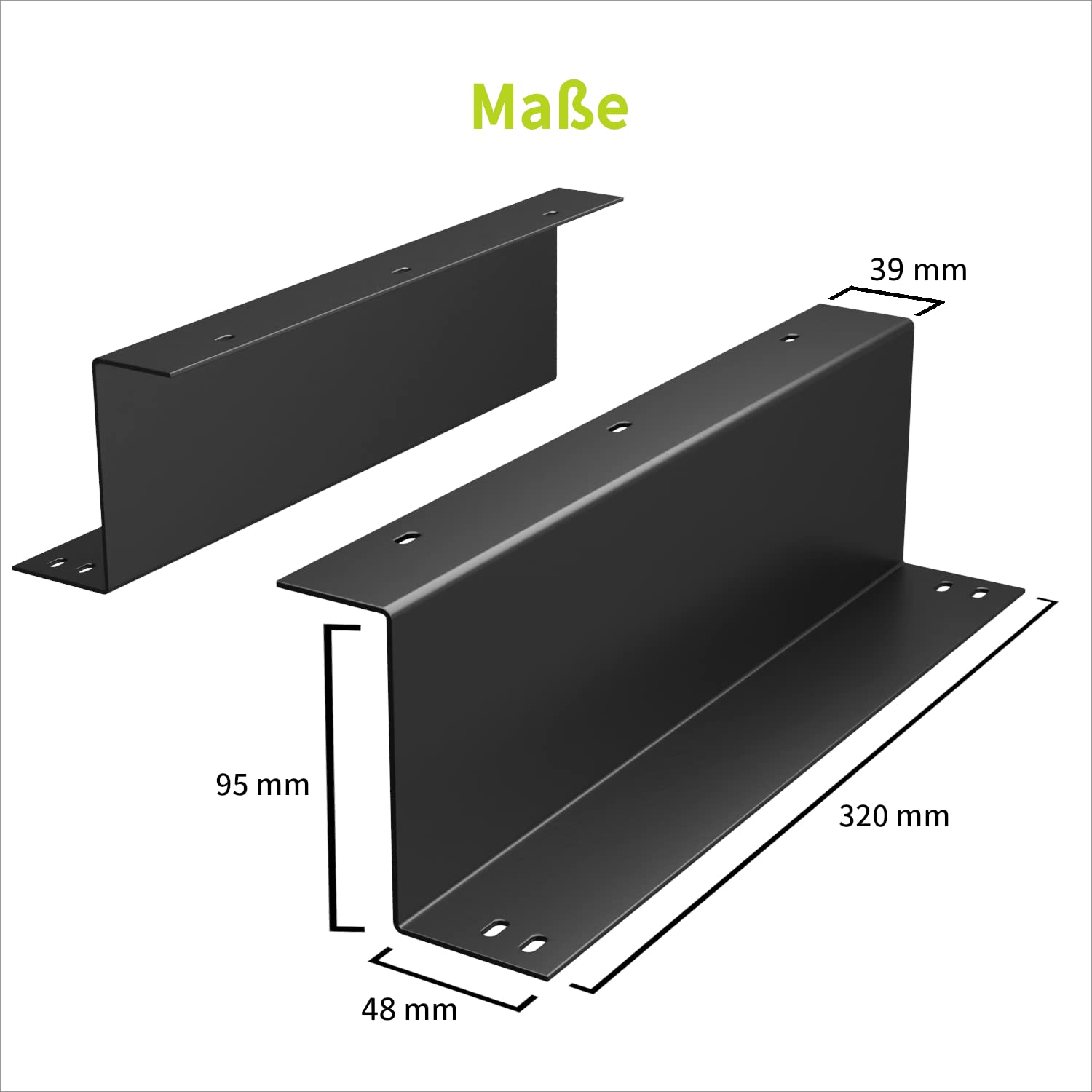 ACROPAQ Montagehalterung für Kassenschublade Unterbau 2xSchienen 33cm Robuster Stahl Schwarz