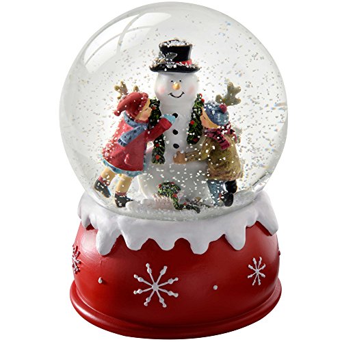 WeRChristmas Globo de Nieve con niños y muñeco de Nieve Decoración de Navidad, 14 cm, Multicolor