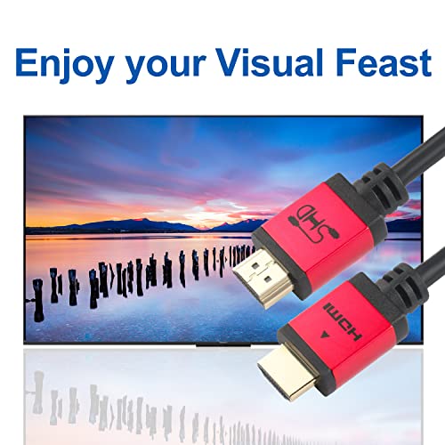 Shd 100 Feet Hdmi Cable With Signal Booster, 100' Hdmi Cord 2.0V Support 4K 3D 1080P For In-Wall Installation Cl3 Rated Black Cable And Red Metal Shell #TOP5
