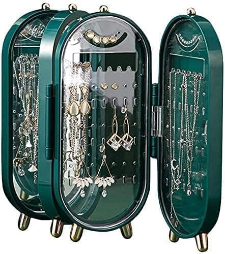 Image of 3‑Fold Foldable Jewellery Travel Box with Mirror || Compact Organizer for Earrings, Necklaces & Rings, Hanging Design for Women || Portable Small Jewelry Case for Trips & Daily Use ||
