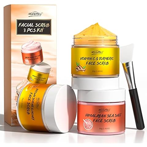 Gesichtspeeling, Gesichtspeeling mit Vitamin C Kurkuma, Gesichtspeeling mit Himalaya-Meersalz und Rose, Braunem Zucker und Honig, sanfter Aufhellungsentferner Mitesser dunkle Flecken Akne Cover