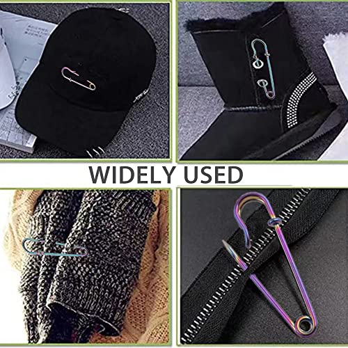 Rainbow Heavy Duty Safety Pins 1.6"/30Mm/27Mm Metal Spring Lock Pin Fasteners For Clothes Hats Skirts Dressessewing Garments Diy Craft Making 60Pcs (Rainbow, 27Mm) #TOP5