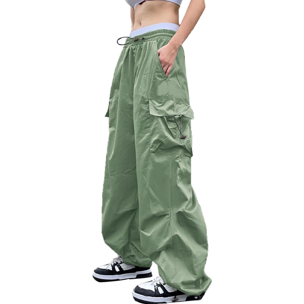 FENGQIYUNHAI Cargo Pants Women Baggy Parachute Pants Woman Mutil Pockets Loose Fit Y2K Casual Pants for Women