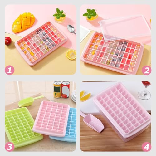 Bandeja de cubitos de plástico Luxshiny con tapa rosa miniatura 5