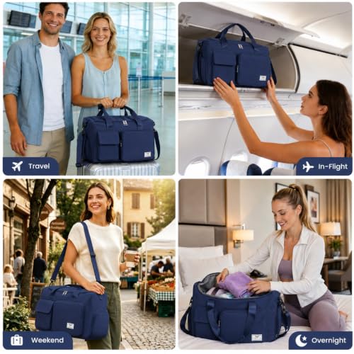 Image of FIORETTO Women's Gym Duffle Bag with Shoes Compartment, 30L Capacity, Ideal for Travel, Gym, Sports, Duffel, Weekender