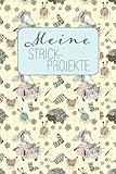  Meine Strick-Projekte: Projekt-Notizbuch Stricken und Häkeln Schaf gelb  Projektdetailseiten, Strickmusterpapier und Sockentabellen  Übersicht über Handarbeiten