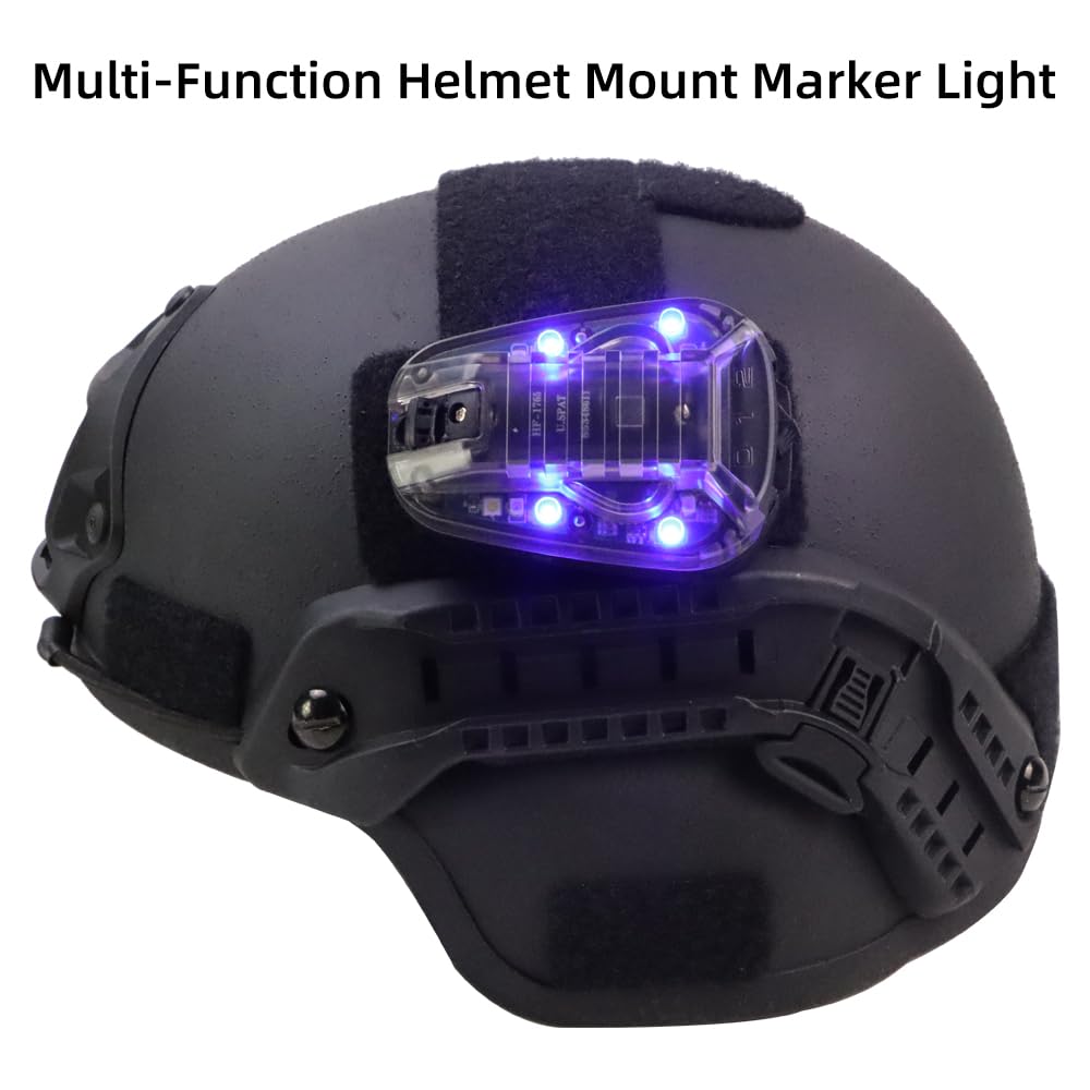 Booiu Tactical Helmet Light Survival Signal Light IR and Visible LED Helmet Strobe Military IFF Helmet Light for Outdoor Sports (Purple)