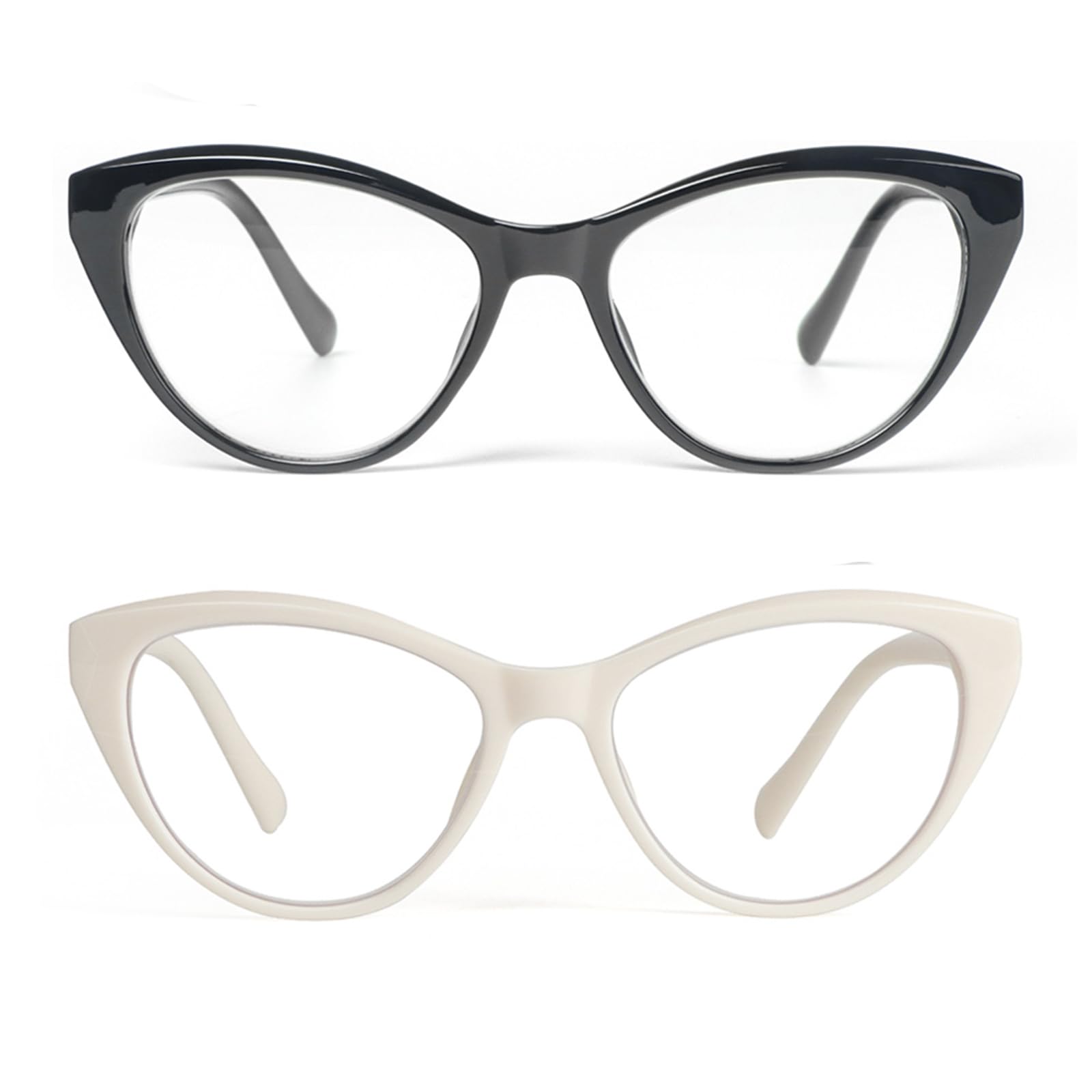 KoKoBin Cat Eye Reading Glasses for Women 2 Pairs Readers Spring Hinge With Cute Heart Frame +1.50