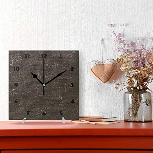 Djrow Ebony Pattern Square Wall Clock Oil Painting Acrylic Battery Operated Clocks Decorative 8X8 Inch #TOP1