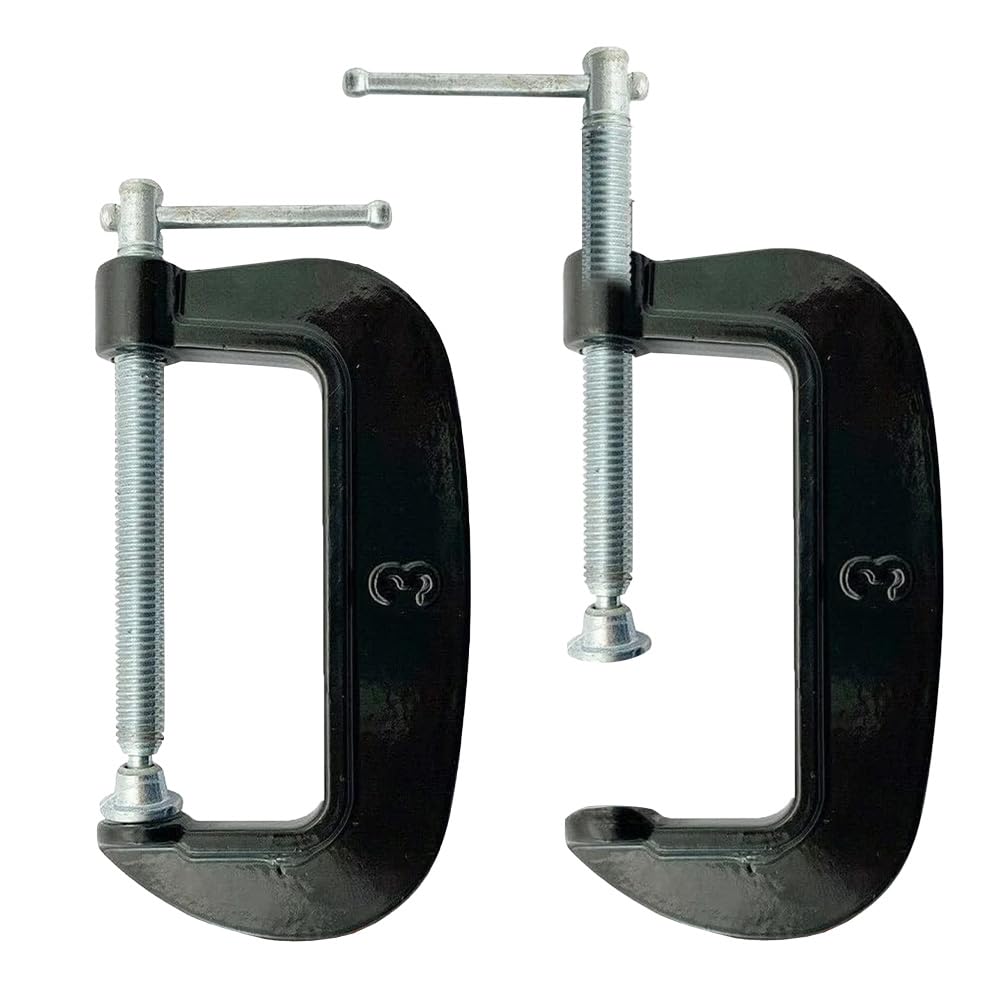 2 X Heavy Duty G Clamps - Iron Clamps | Wood Working, Welding Support Tool | DIY, 3 Inch | Set of 2 | for Woodworking, Welding & Building | Automotive Repair