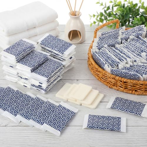 Image of Kacctyen 200 Pcs 0.35 oz Mini Hotel Soap Bars Bulk Individually Wrapped Hand Soap Bars Travel Size Toiletries for Hospitality Guest Holiday (Wave)