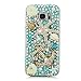 S7 Edge Case, Samsung Galaxy S7 Edge Case - Mavis's Diary 3D Handmade Blue Ocean Series Full Diamonds Bling Crystal Golden Anchor Starfish Cute Shells Design [Full Edge Protection] Clear Hard PC Cover