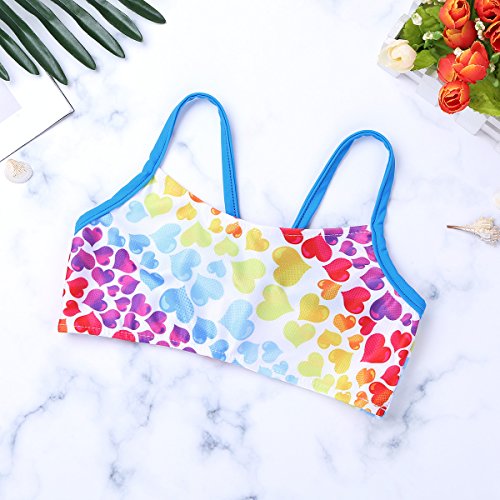 Image of Kids Girls Heart Shaped Printed Tankini Set Crop Top with Short 2PCS Swimsuit Swimwear Bathing Suits