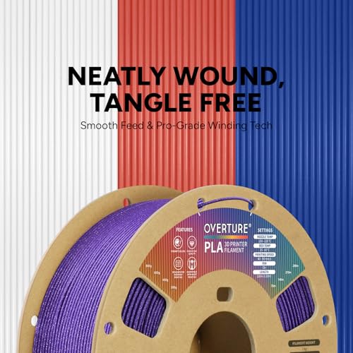 Image of OVERTURE PLA Filament 1.75mm, Neatly Wound 3D Printer Filament 1kg Spool (2.2lbs), Dimensional Accuracy + /- 0.02 mm, Fit Most FDM 3D Printers (Sparkle Purple)