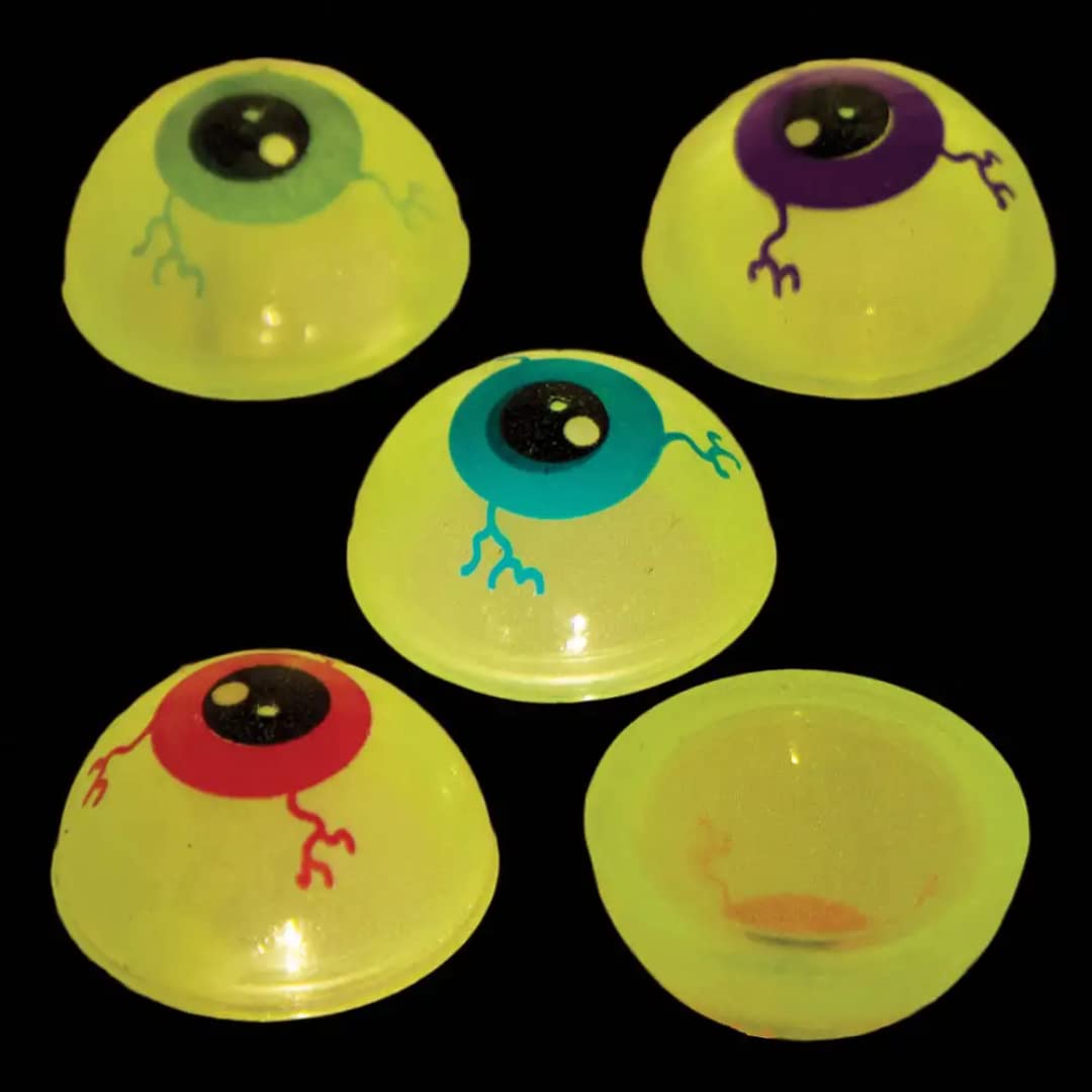 Baker RossAX592 Glow in the Dark Eyeball Jumping Toys - Pack of 10, Small Popping Toys with Fun Halloween Decorations