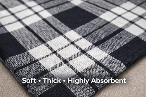 Image of Kitchen Towels Cotton Pack of 6 | Large Checkered Dish Cloths | Highly Absorbent Cleaning & Wiping Cloths for Kitchen | Reusable Tea Towels