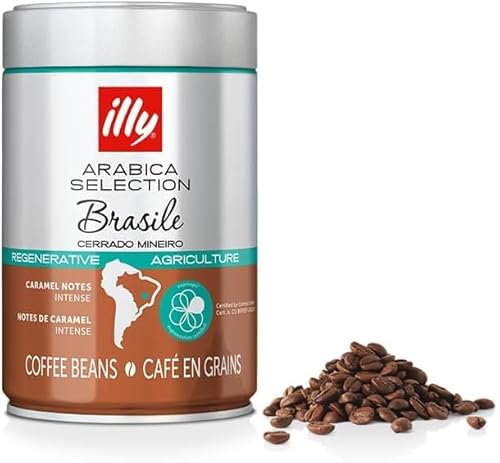ILLY 6 tarros de café en granos de 250 gramos Arabica Selection Brasil Cerrado Mineiro Certificado Regenagri