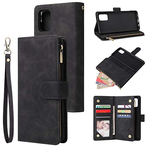QLTYPRI Étui portefeuille en cuir pour Samsung Galaxy A53 5G, grande capacité, 6 porte-cartes et 1 poche zippée, support, dragonne, housse de protection...