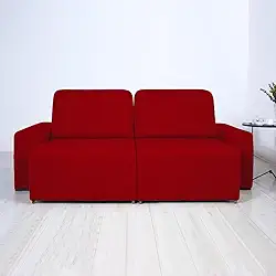 Capa Protetora de Sofá Retrátil Reclinável 2 Módulos em Malha Gel Lisa Cobre Braço Completo (Vermelho)