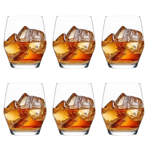 Homiu Water Gin Whiskey Tumbler Drinking Glasses | Set of 6 | 370 ML | Napoli Collection | Glasses Gift Set Tumblers Cocktail Set | Whiskey Glasses | Home & Bar | Glass Cups Glassware