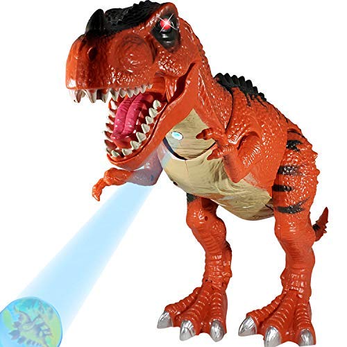 Large Walking Dinosaur Toys for Boys Dinosaur Toys for Boys and Girls – Tyrannosaurus Rex T-Rex with 3D Projection - Roaring, Walking and Glowing - Heading Moving and Tail Wagging T Rex (19 inch)
