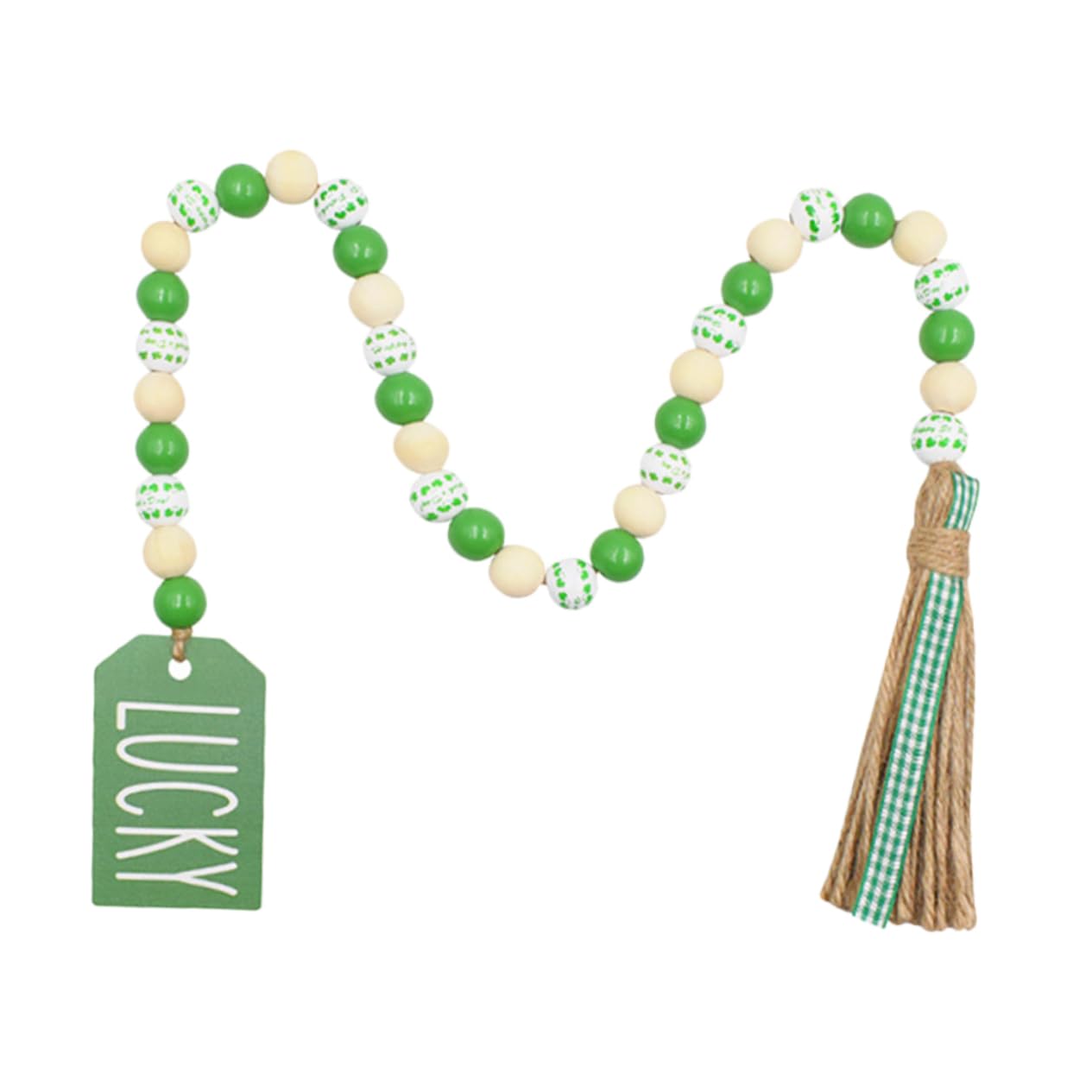 Cabilock Wooden Bead Tassel Garland St. Patrick's Day Decor Beaded Garland Home Decor