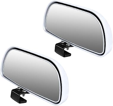 2PCS Blind Spot Car Mirror, HD Glass Convex Wide Angle Adjustable Blindspot Side Mirror, Rectangle Auto Exterior Rearview Accessories for Enhanced Safety, Universal for Vehicles White