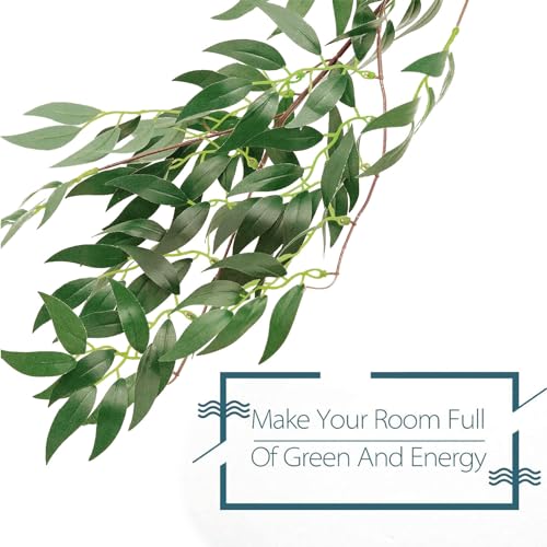 ANPHSIN 3 Pack (16.8ft) Artificial Willow Leaves Vines Twigs- Fake Silk Hanging Willow Plant Greenery Garland String for Indoor Wedding Party Crowns Wreath Decor, Outdoor Wall Garden Decoration