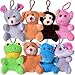 TE-Trend 8 Stück Mini Plüschtier Set Plüschanhänger Hund Bär Elefant Ferkel Geschenk Mitgebsel 11cm Mehrfarbig