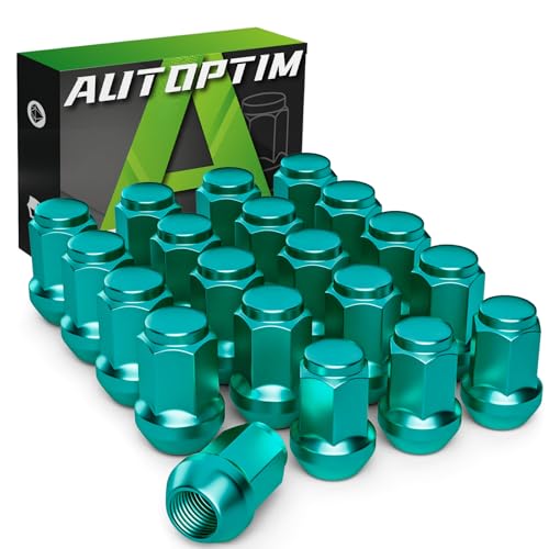 Image of AUTOPTIM M12x1.5 Lug Nuts - Replacement for 2006-2020 Ford Fusion 2000-2018 Focus, 2001-2023 Escape, 2003-2022 Honda Accord, 2006-2018 Civic Aftermarket Wheel, 3 /4 inch Hex 20PCS Green Short Tire Nut